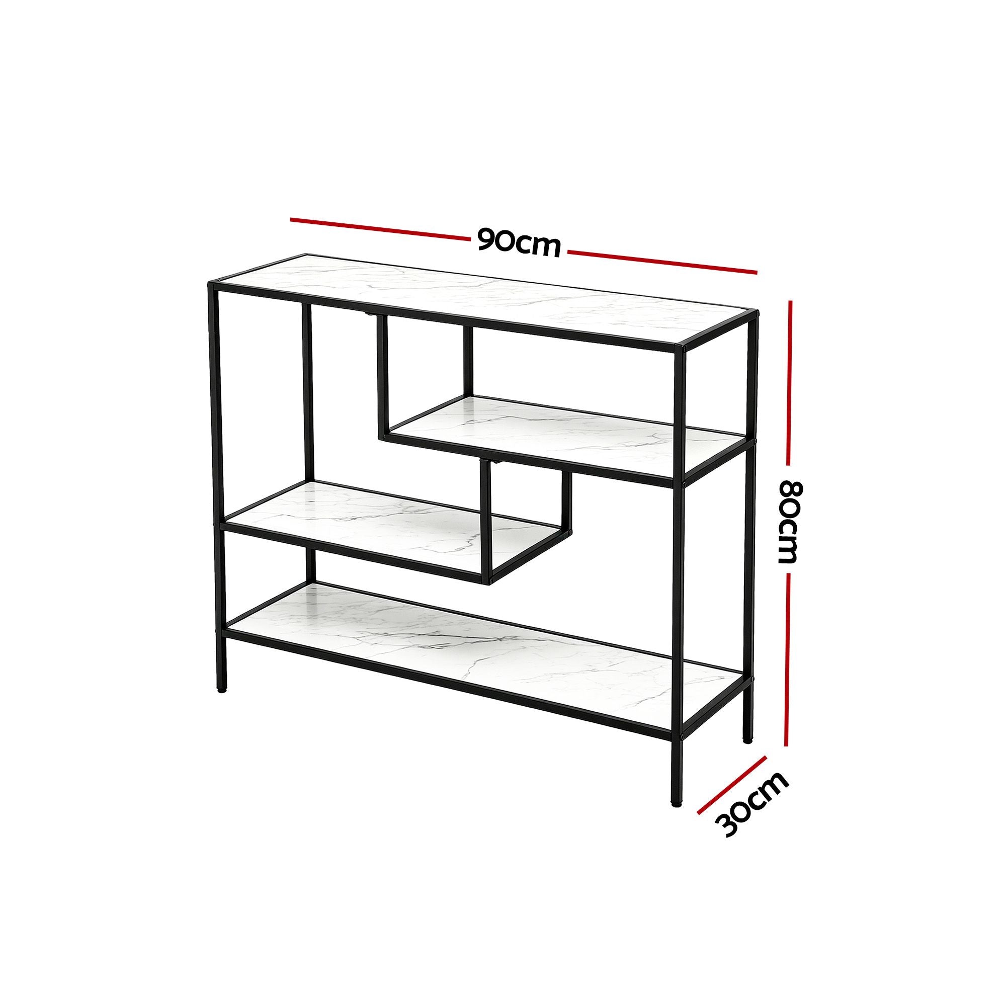 Artiss Console Table Entryway Hallway Marble Effect 4-Tier Storage Shelves White FUR-AC-CST-01-MBWH
