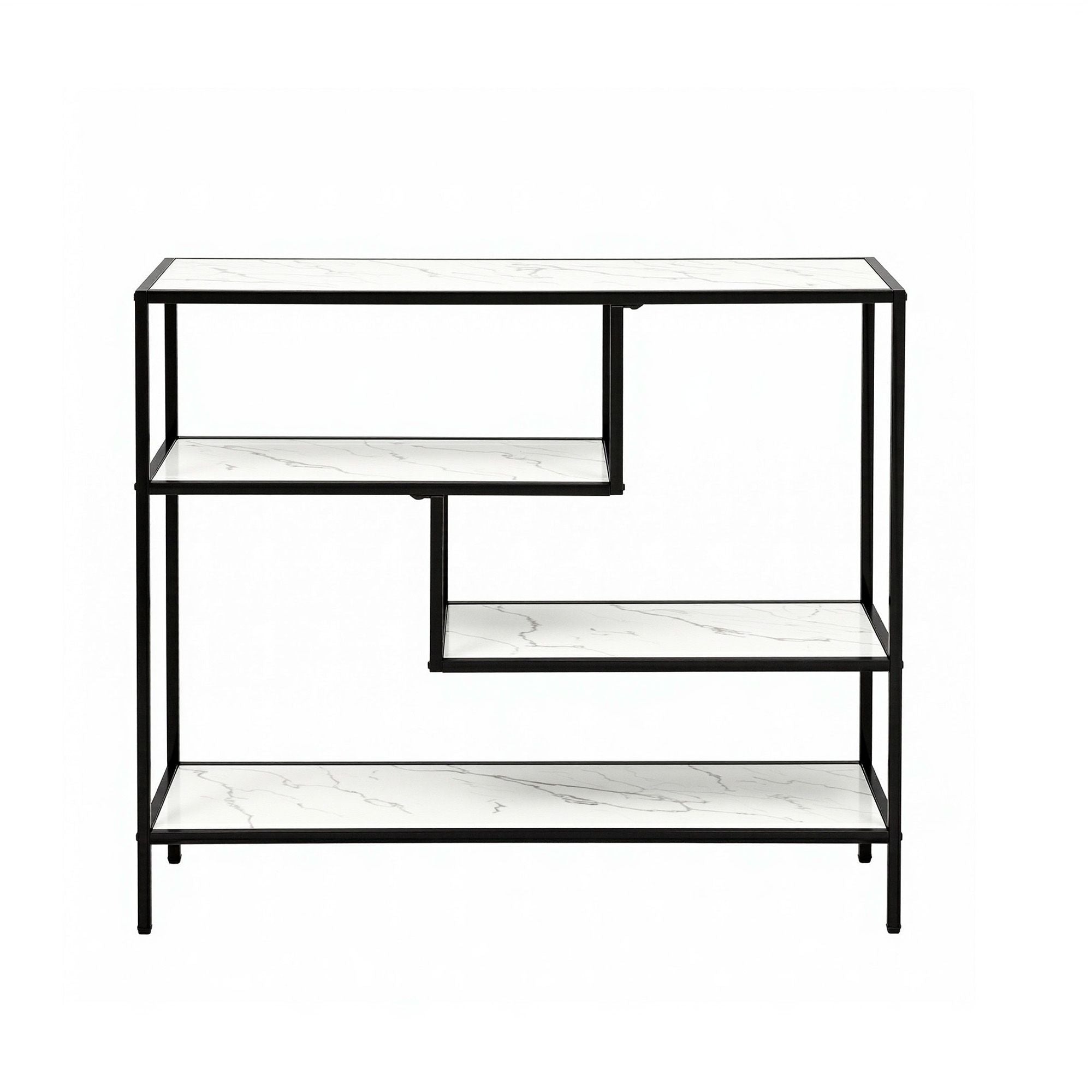 Artiss Console Table Entryway Hallway Marble Effect 4-Tier Storage Shelves White FUR-AC-CST-01-MBWH