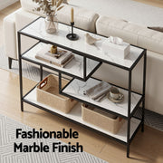 Artiss Console Table Entryway Hallway Marble Effect 4-Tier Storage Shelves White FUR-AC-CST-01-MBWH