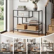 Artiss Console Table Entryway Hallway Marble Effect 4-Tier Storage Shelves White FUR-AC-CST-01-MBWH