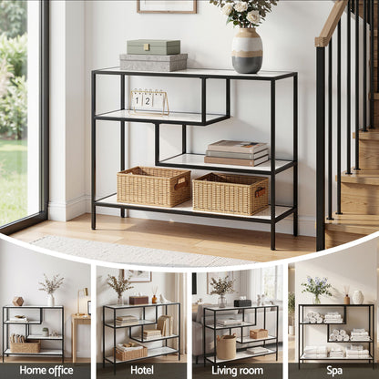 Artiss Console Table Entryway Hallway Marble Effect 4-Tier Storage Shelves White FUR-AC-CST-01-MBWH