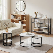 Artiss Console Table Entryway Hallway Marble Effect 4-Tier Storage Shelves White FUR-AC-CST-01-MBWH