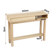 Artiss Console Table Entryway Hallway Sofa Side Table Drawer Shelf 100CM Wood FUR-AC-CST-02-WD