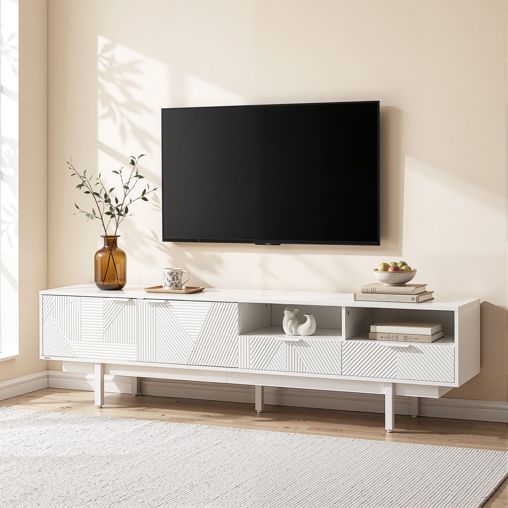 Artiss TV Unit Entertainment Unit Storage Cabinet Drawer 200cm White FUR-AG-TV01-WH-AB
