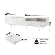 Artiss TV Unit Entertainment Unit Storage Cabinet Drawer 200cm White FUR-AG-TV01-WH-AB