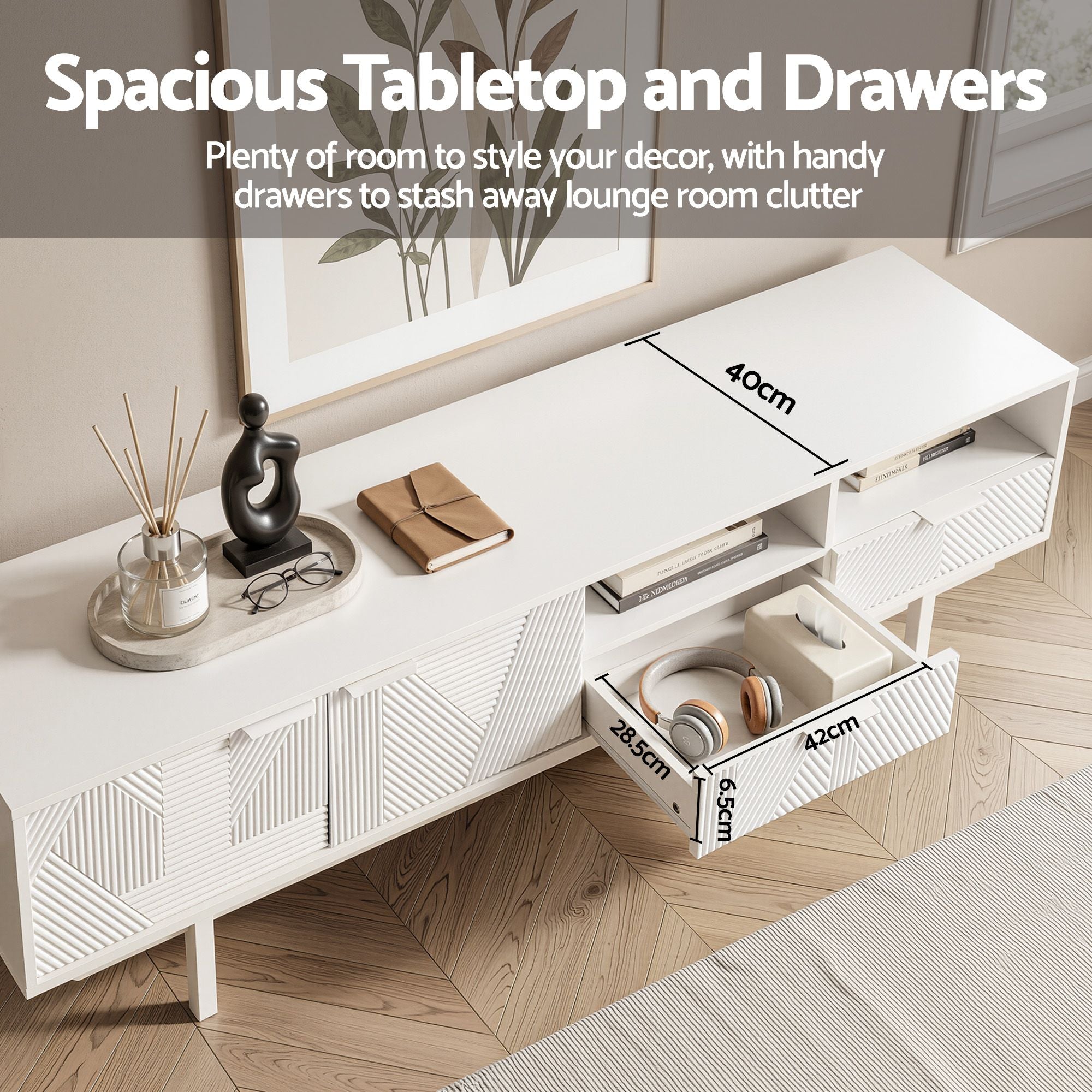 Artiss TV Unit Entertainment Unit Storage Cabinet Drawer 200cm White FUR-AG-TV01-WH-AB