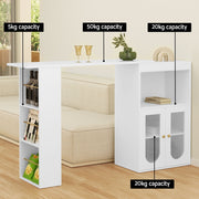 Artiss Bar Table Storage Cabinet Dining Wine Rack Home Office Desk Extendable FUR-BAR-TAB-02-MAR-AB