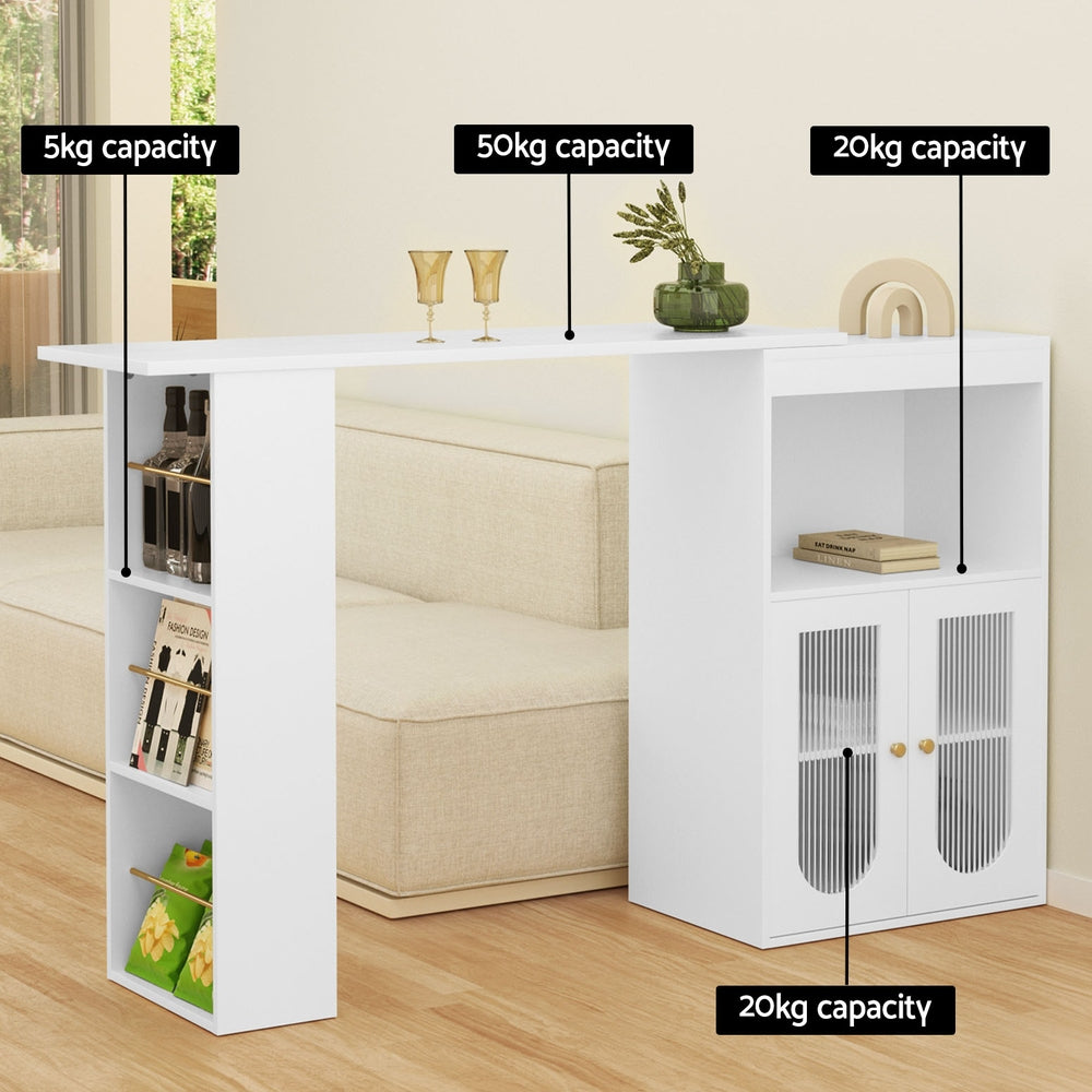 Artiss Bar Table Storage Cabinet Dining Wine Rack Home Office Desk Extendable FUR-BAR-TAB-02-MAR-AB