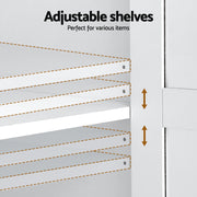 Artiss Buffet Sideboard 180cm Hutch Storage Cabinet Kitchen Drawer Door White FUR-C-GLASS-SID180-WH-ABC