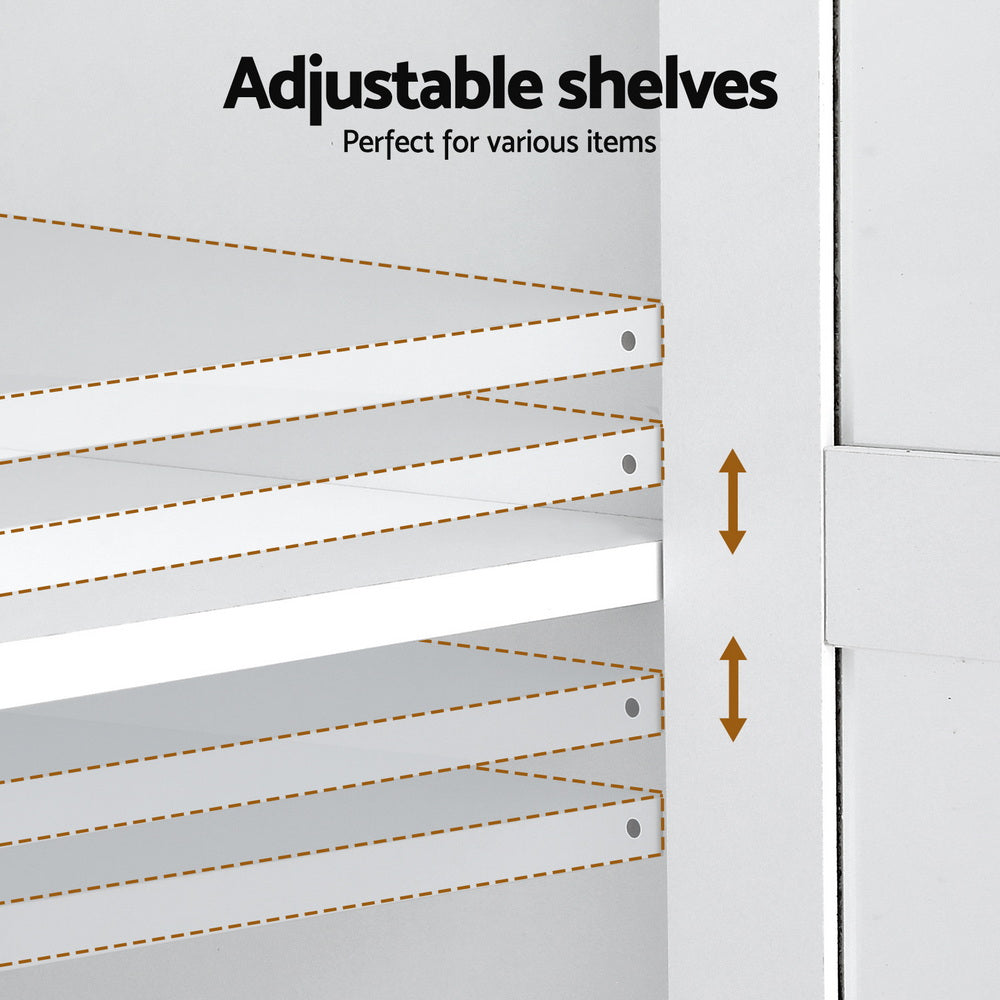Artiss Buffet Sideboard 180cm Hutch Storage Cabinet Kitchen Drawer Door White FUR-C-GLASS-SID180-WH-ABC