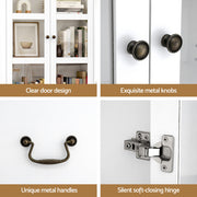 Artiss Buffet Sideboard 180cm Hutch Storage Cabinet Kitchen Drawer Door White FUR-C-GLASS-SID180-WH-ABC