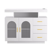 Artiss Buffet Sideboard Cabinet LED Clear Door Kitchen Storage Drawers White FUR-C-SID-LED-WH-AB