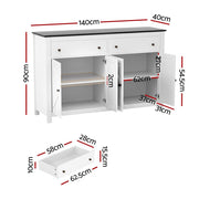 Artiss Buffet Sideboard Storage Cabinet Kitchen Cupboard 2 Drawers 140CM Black