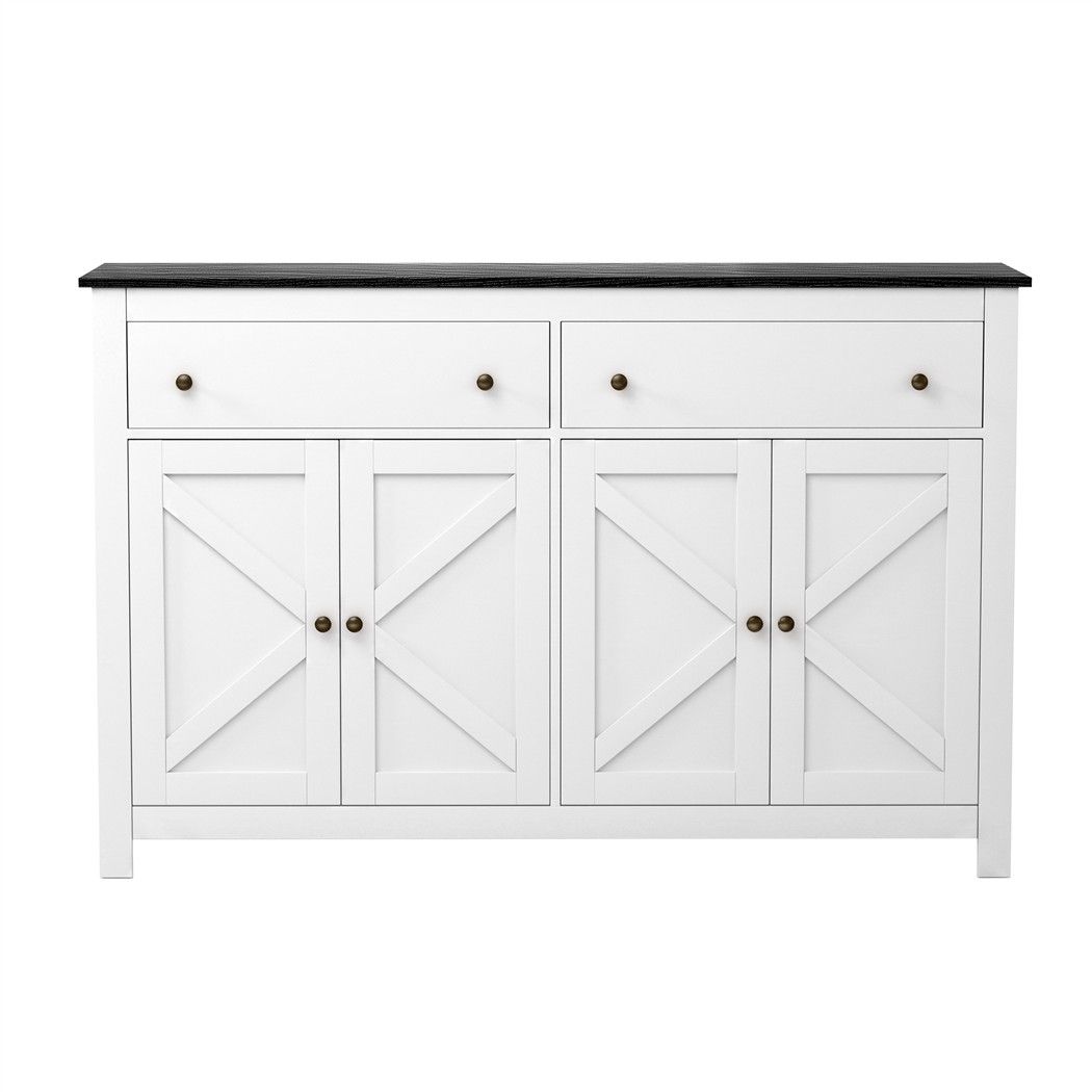 Artiss Buffet Sideboard Storage Cabinet Kitchen Cupboard 2 Drawers 140CM Black
