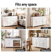 Artiss Buffet Sideboard Storage Cabinet Kitchen Cupboard 2 Drawers 140CM Black