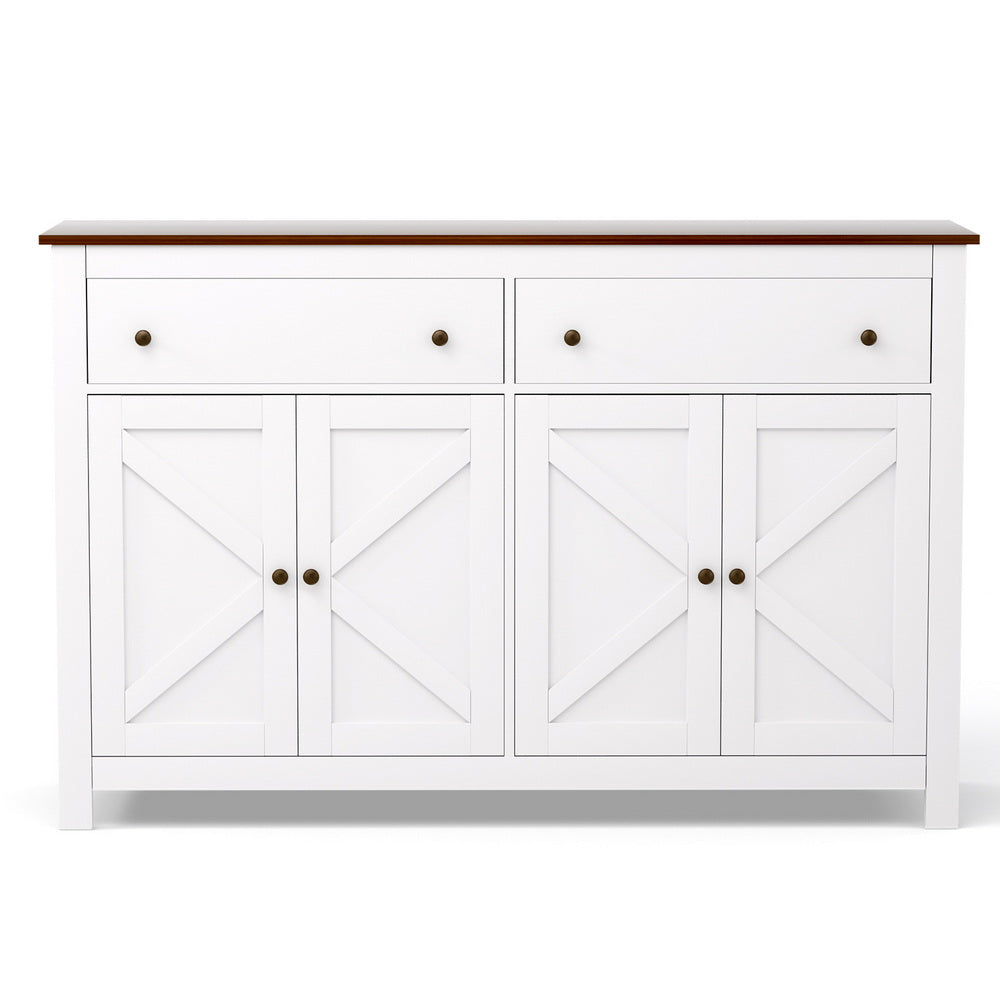 Artiss Buffet Sideboard Storage Cabinet Kitchen Cupboard 2 Drawers 140CM White FUR-C-SID140-WH-AB