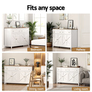 Artiss Buffet Sideboard Storage Cabinet Kitchen Cupboard 2 Drawers 140CM White FUR-C-SID140-WH-AB