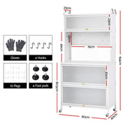 Artiss Kitchen Cabinet Storage Shelves Pegboard Cupboard Sideboard 80CMX164CM FUR-CAB-MEL-80X164-WH