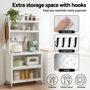 Artiss Kitchen Cabinet Storage Shelves Pegboard Cupboard Sideboard 80CMX164CM FUR-CAB-MEL-80X164-WH