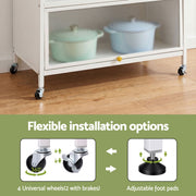 Artiss Kitchen Cabinet Storage Shelves Pegboard Cupboard Sideboard 80CMX164CM FUR-CAB-MEL-80X164-WH