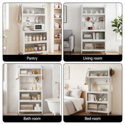 Artiss Kitchen Cabinet Storage Shelves Pegboard Cupboard Sideboard 80CMX164CM FUR-CAB-MEL-80X164-WH