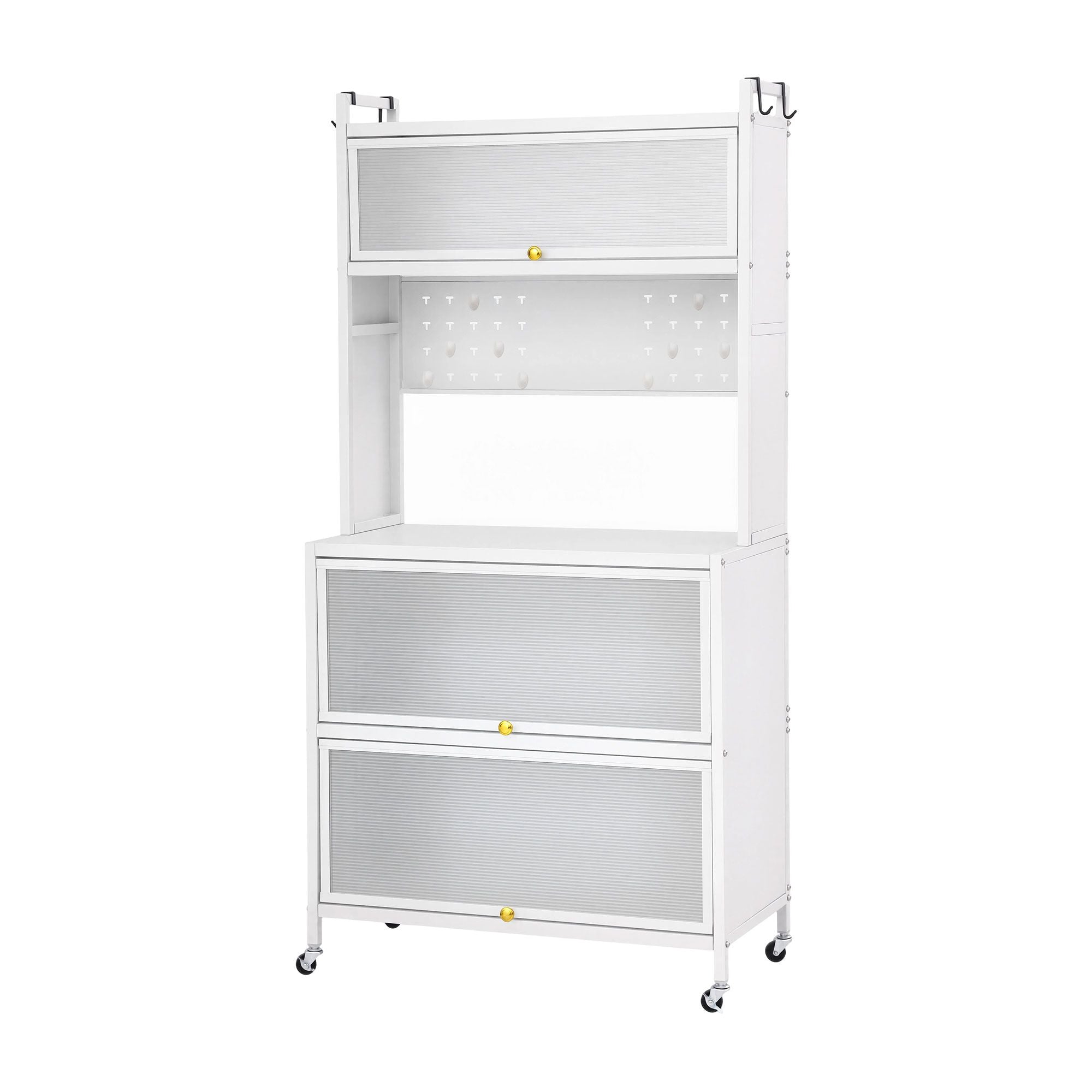 Artiss Kitchen Cabinet Storage Shelves Pegboard Cupboard Sideboard 80CMX164CM FUR-CAB-MEL-80X164-WH
