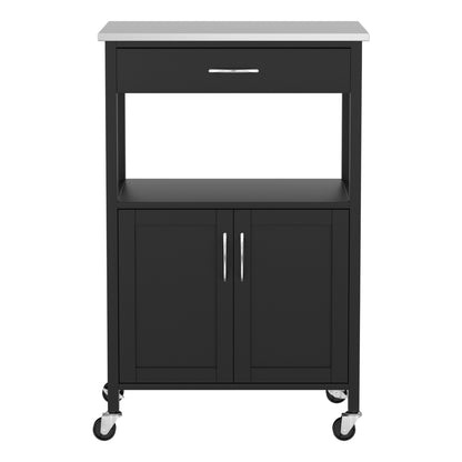 Artiss Kitchen Island Trolley Rolling Serving Cart Storage Drawer Cupboard 60cm FUR-G-KI-60-BK