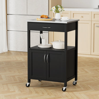 Artiss Kitchen Island Trolley Rolling Serving Cart Storage Drawer Cupboard 60cm
