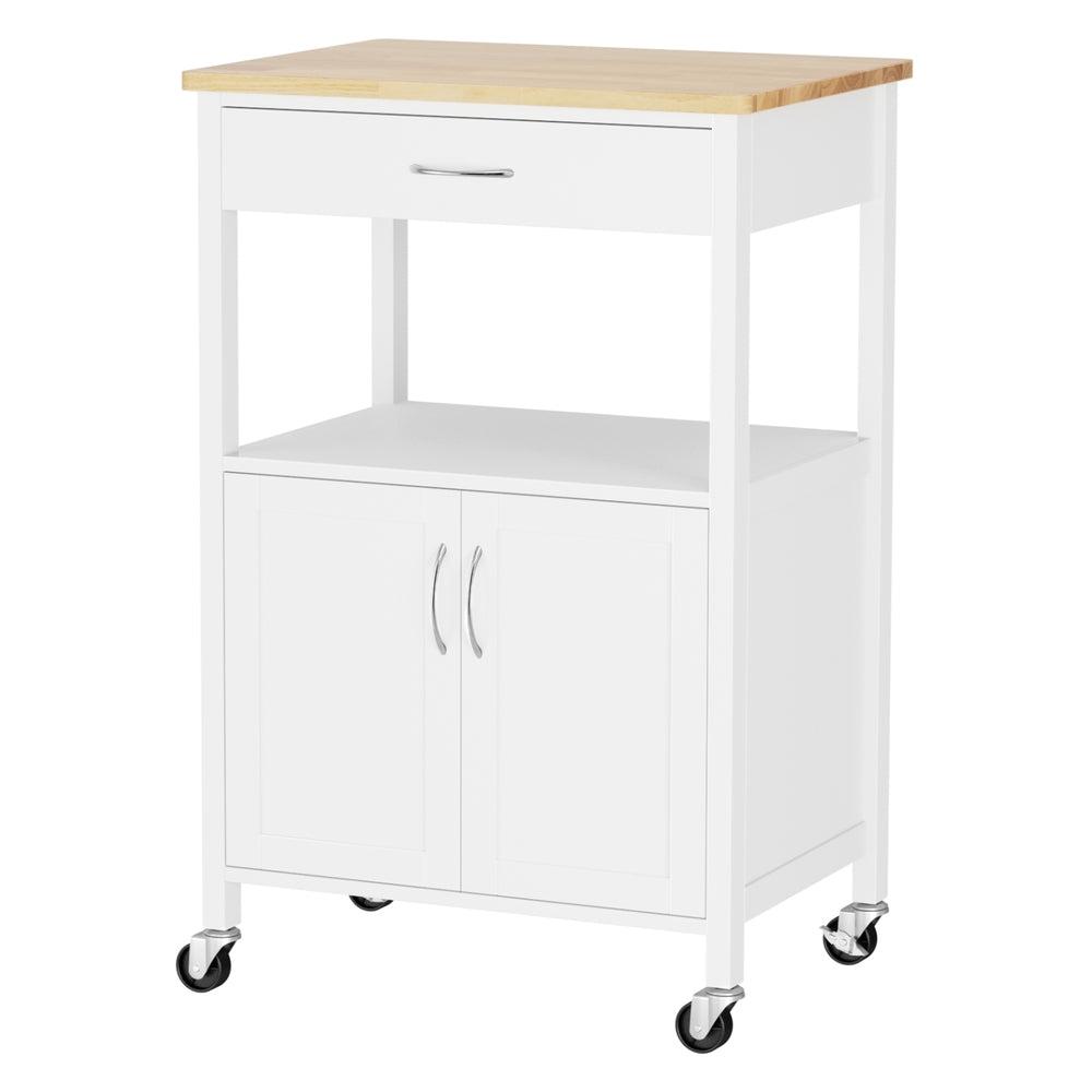 Artiss Kitchen Island Trolley Rolling Serving Cart Storage Drawer Cupboard 60cm FUR-G-KI-60-WH