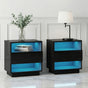 Artiss 2x Bedside Table LED with 2 Shelves - HANA Black FUR-R-BS-LED-01-BKX2