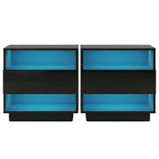 Artiss 2x Bedside Table LED with 2 Shelves - HANA Black FUR-R-BS-LED-01-BKX2