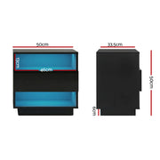 Artiss 2x Bedside Table LED with 2 Shelves - HANA Black FUR-R-BS-LED-01-BKX2
