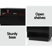 Artiss 2x Bedside Table LED with 2 Shelves - HANA Black FUR-R-BS-LED-01-BKX2