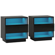 Artiss 2x Bedside Table LED with 2 Shelves - HANA Black FUR-R-BS-LED-01-BKX2