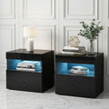 Artiss 2x Bedside Table LED - HERES Black FUR-R-BS-LED-04-BKX2
