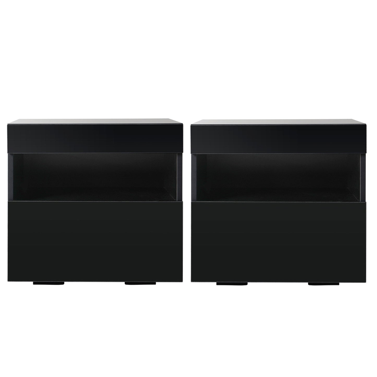 Artiss 2x Bedside Table LED - HERES Black FUR-R-BS-LED-04-BKX2