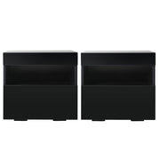 Artiss 2x Bedside Table LED - HERES Black FUR-R-BS-LED-04-BKX2