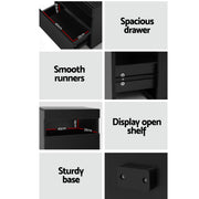 Artiss 2x Bedside Table LED - HERES Black FUR-R-BS-LED-04-BKX2