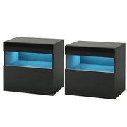 Artiss 2x Bedside Table LED - HERES Black FUR-R-BS-LED-04-BKX2
