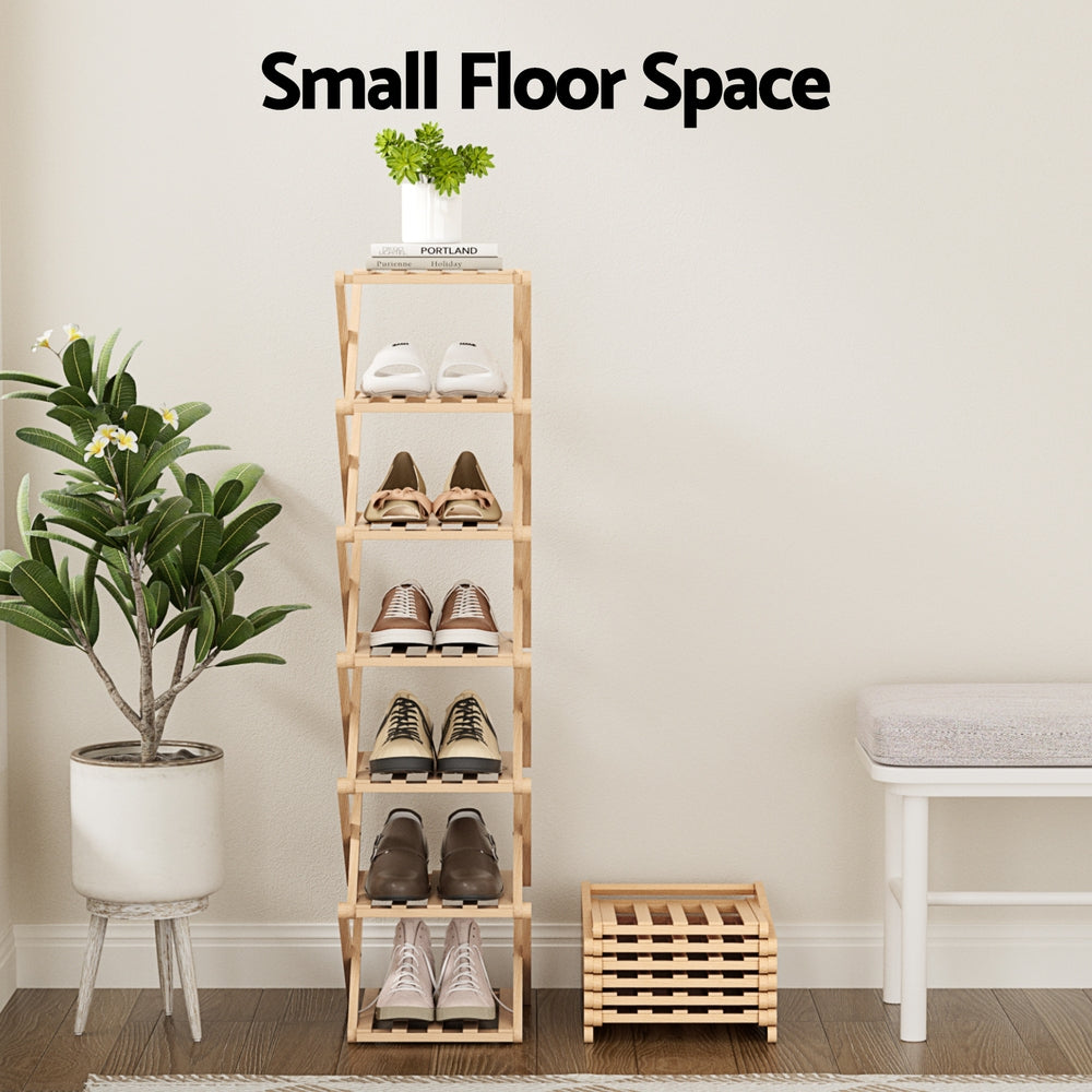Artiss 7 Tier Bamboo Foldable Shoe Rack Organizer Entryway FUR-S-BAM01-NT
