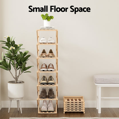 Artiss 7 Tier Bamboo Foldable Shoe Rack Organizer Entryway FUR-S-BAM01-NT