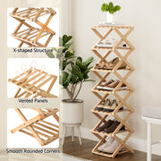 Artiss 7 Tier Bamboo Foldable Shoe Rack Organizer Entryway FUR-S-BAM01-NT
