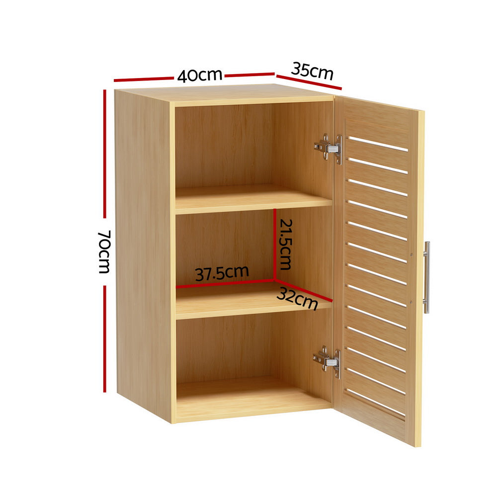 Artiss Bathroom Storage Cabinet 70cm Medicine 2 Tier Shelf Wall Mounted JILL FUR-S-BATH-LVD02-OAK
