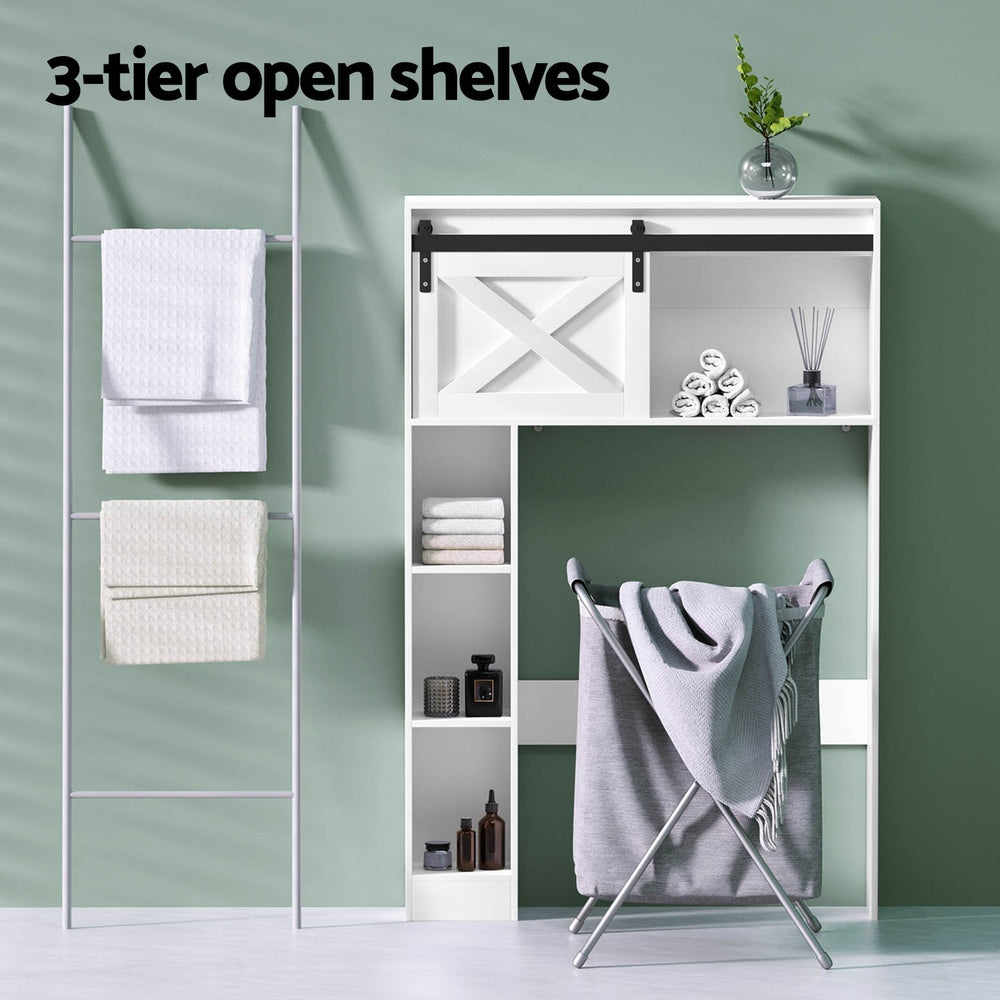 Artiss Bathroom Cabinet Over the Toilet Storage Organiser Laundry Shelf 128cm FUR-S-BATH-SAVE02-WH