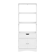 Artiss Bathroom Floor Storage Cabinet with 2 Drawers 3 Open Shelves 2 Doors White FUR-S-BATH-SHF01-WH