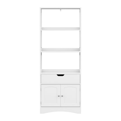 Artiss Bathroom Floor Storage Cabinet with 2 Drawers 3 Open Shelves 2 Doors White FUR-S-BATH-SHF01-WH