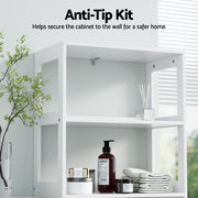 Artiss Bathroom Floor Storage Cabinet with 2 Drawers 3 Open Shelves 2 Doors White FUR-S-BATH-SHF01-WH