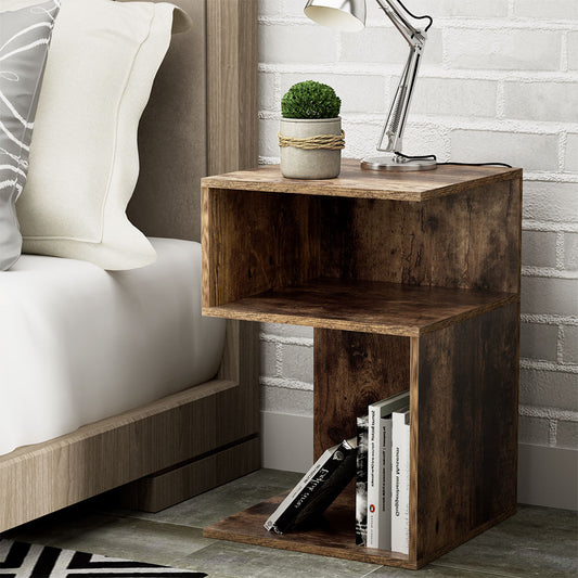 Artiss Bedside Table Shelves Side End Table Storage Nightstand Rust Oak UMENI FUR-S-BS-01-WD