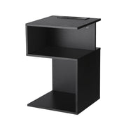 Artiss Bedside Table 2 Shelves S-Shaped Charging Station Black FUR-S-BS-02-BK