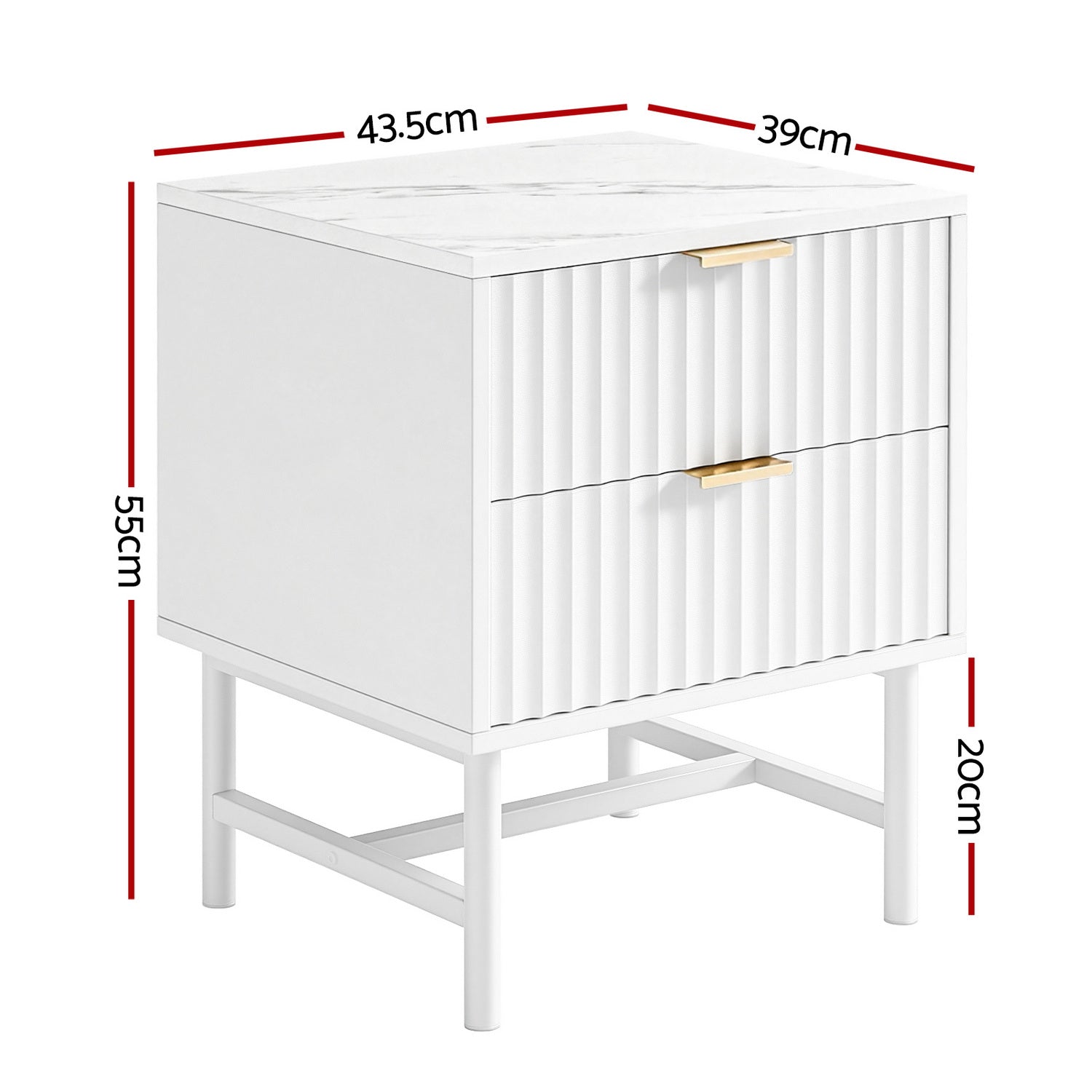 Artiss Bedside Table 2 Drawers - White FUR-S-BS-03-WH